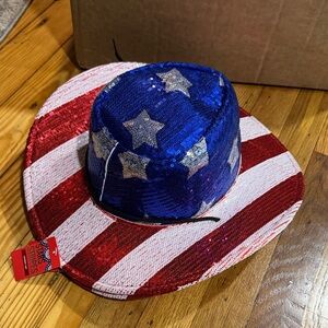 NWT set of 2 Sequin American Flag Cowboy Hat